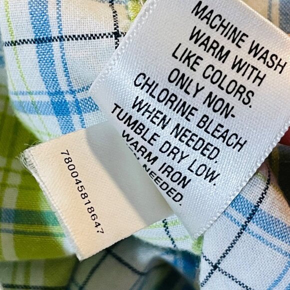 Sonoma Lifestyle Boys Plaid Long Sleeve Shirt M 5/6 100% Cotton Green & Blue - Picture 6 of 7